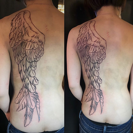背中の羽 Angel Wings Back Tattoo 名古屋大須のタトゥー ボディピアススタジオ Vonschwartz Ryuji Tattoo Bodypiercing Studio Kaori Tattoos Piercings Blog