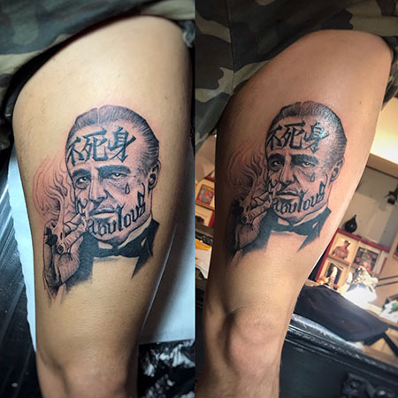 The Godfather Don Vito Corleone Marlon Brando Mafia Gangsta Tattoo 名古屋大須のタトゥー ボディピアススタジオ Vonschwartz Ryuji Tattoo Bodypiercing Studio Kaori Tattoos Piercings Blog
